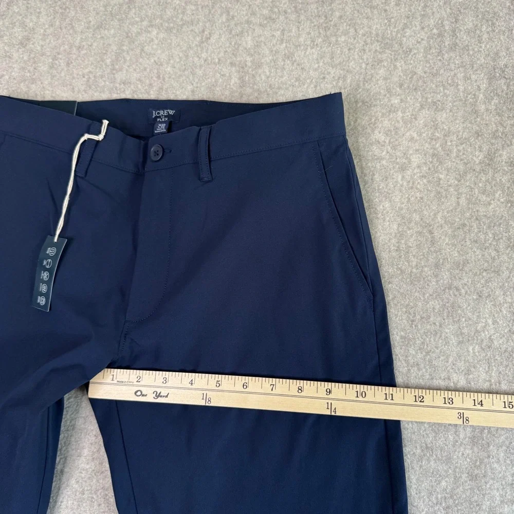 NWT J.Crew Flex Slim Tech Pants Mens 30x32 Navy Blue Slim Fit Performance AA712